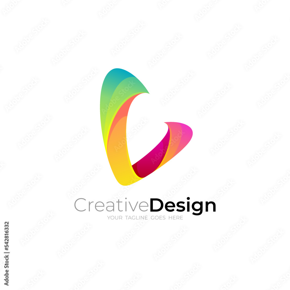 Simple letter L logo with 3d colorful design, modern style Simple letter L logo with 3d colorful design, modern style