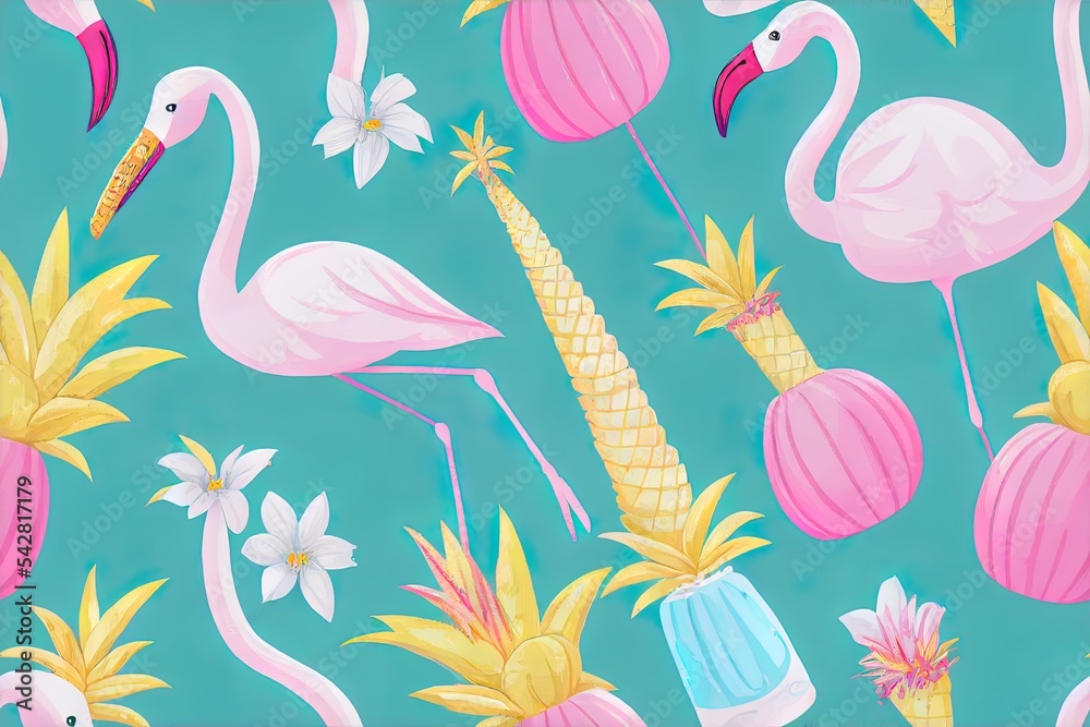 Fun doodle with unicorn flamingo cactus pineapple ice cream candy drawings and hand letterings seamless pattern repeating texture background print design for fabrics wallpapers etc Fun doodle with unicorn flamingo cactus pineapple ice cream candy drawings and hand letterings seamless pattern repeating texture background print design for fabrics wallpapers etc