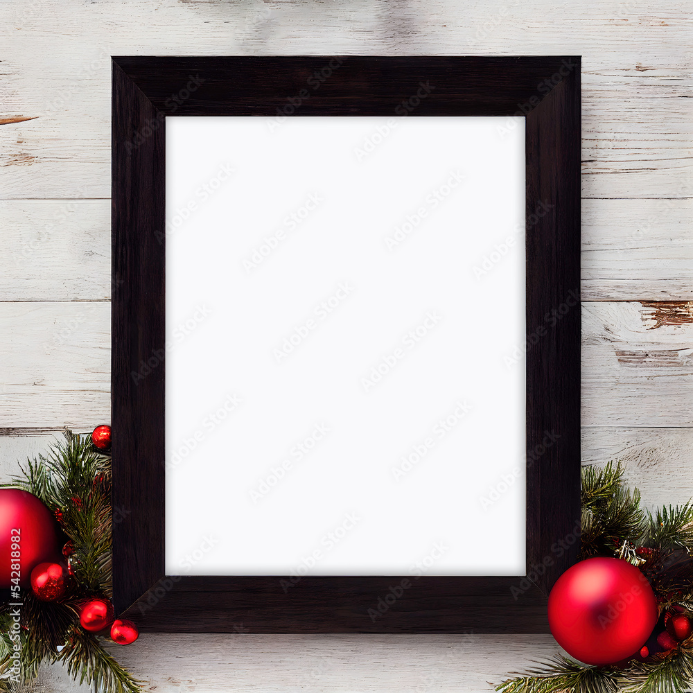 Black Picture Frame Mockup with Holiday Christmas Decor and Rustic Background (4:5 frame ratio) Black Picture Frame Mockup with Holiday Christmas Decor and Rustic Background (4:5 frame ratio)