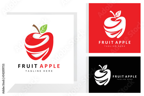 Fruit Apple Logo Design, Red Fruit Vector, With Abstract Style, Product Brand Label Illustration