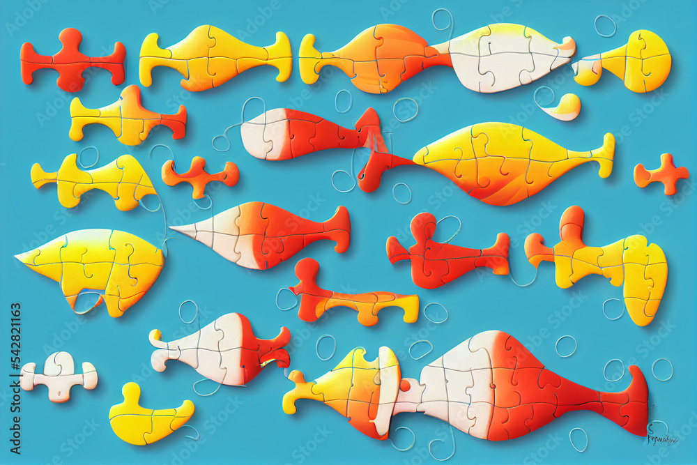 Seaside illustration colorfull with fishes
