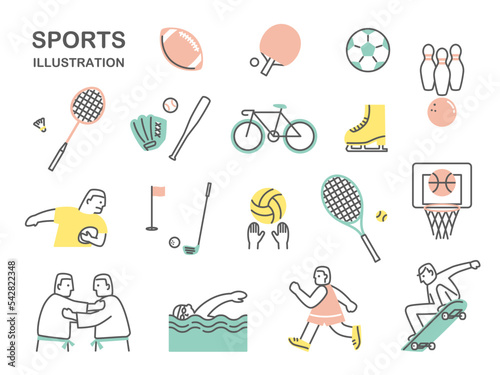 simple illustration of many kinds of sports