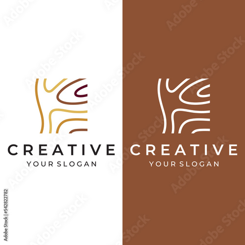 Creative design of wood and natural fiber logo, carpenter and wood plank with saw craftsman tool. Vector illustration.