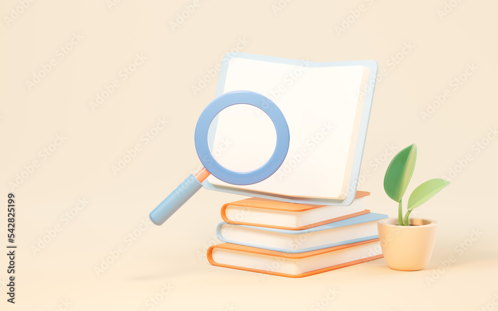 Fototapeta premium Search the knowledge in books, 3d rendering.