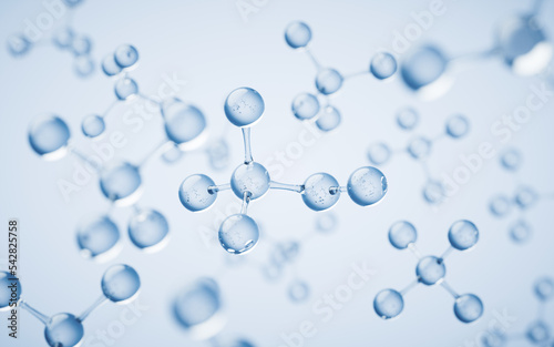 Molecules with blue background, 3d rendering. photo