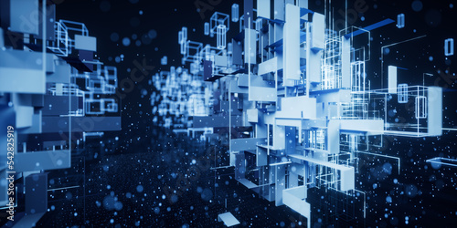 Science and technology line structure  3d rendering.