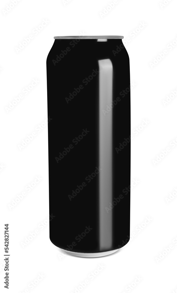 Black can with beverage isolated on white. Mockup for design Black can with beverage isolated on white. Mockup for design