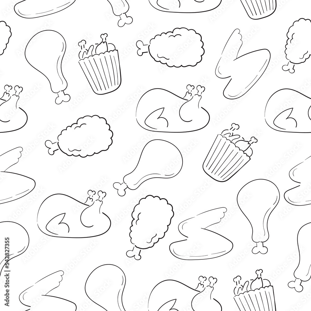 Fried Chicken Clip Art Black And White