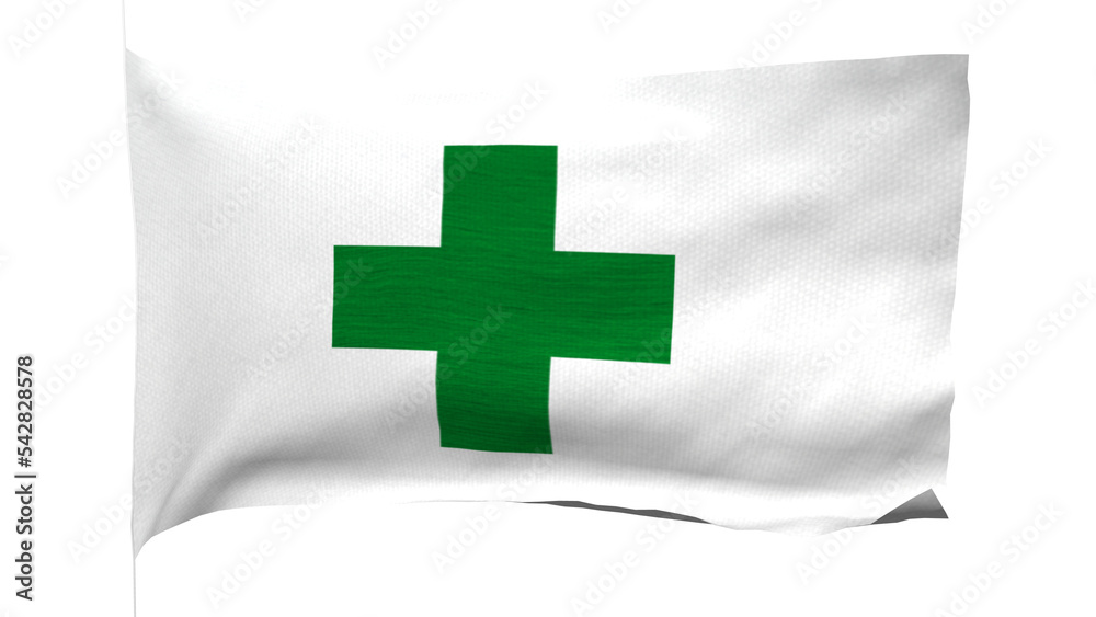 green_cross_flag_2.png, [PNG] Green cross flag fluttering in the wind