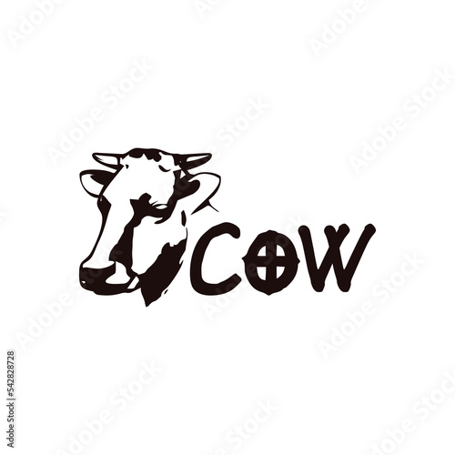 head cow logo design template vector