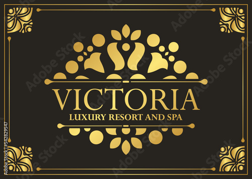 Luxury hotel label template. Trendy vintage royal ornament frames illustration.