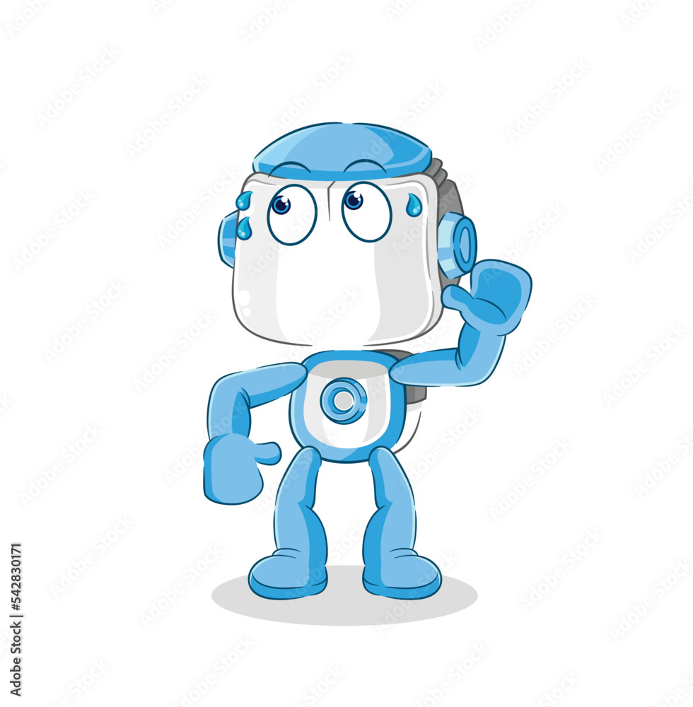 humanoid robot eavesdropping vector. cartoon character humanoid robot eavesdropping vector. cartoon character