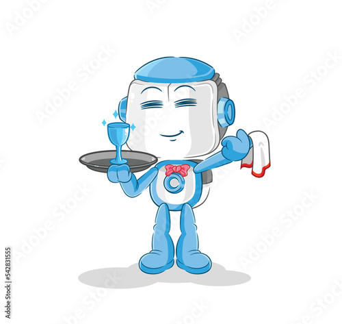 humanoid robot waiter cartoon. cartoon mascot vector