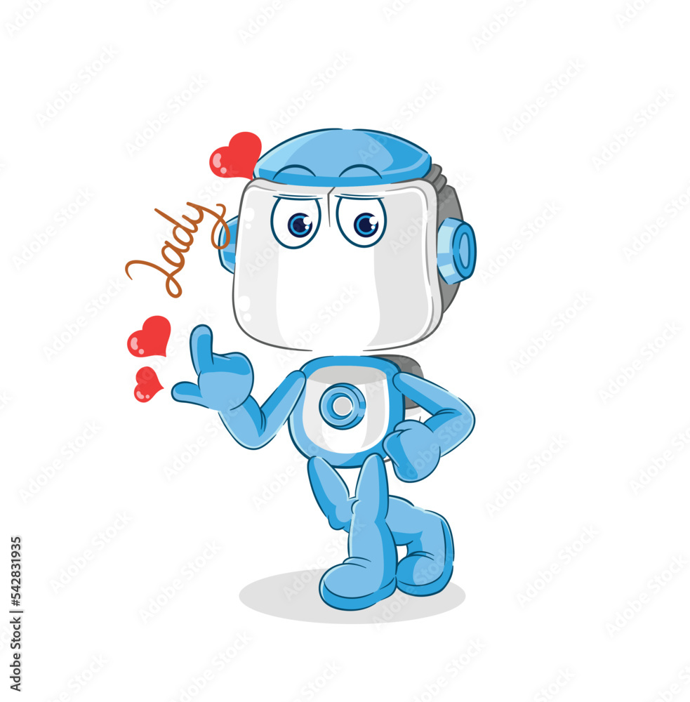 Fototapeta premium humanoid robot flirting illustration. character vector