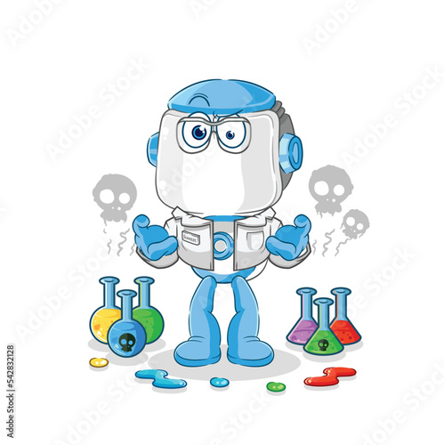 humanoid robot mad scientist illustration. character vector
