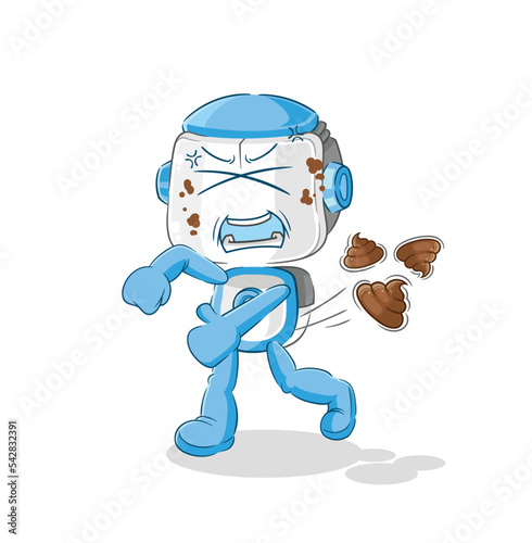 humanoid robot throwing shit vector