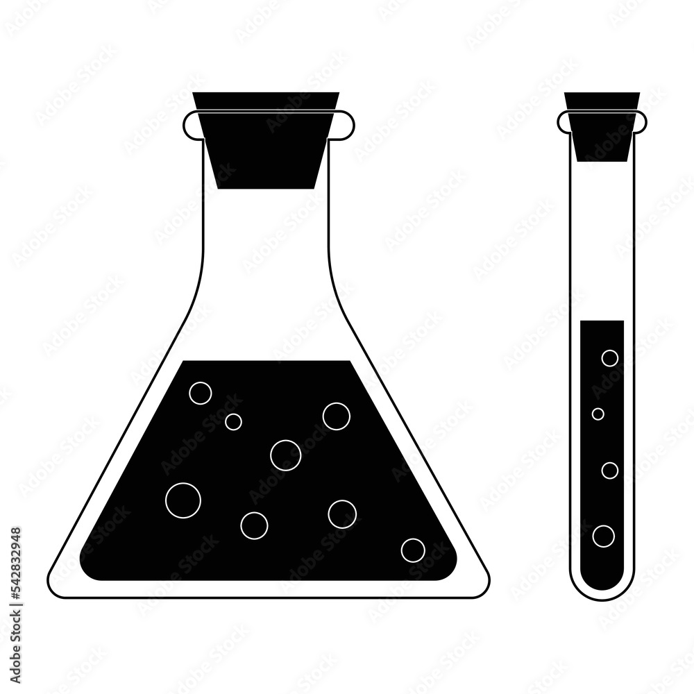 Laboratory glass test tube black white flat design icon Laboratory glass test tube black white flat design icon