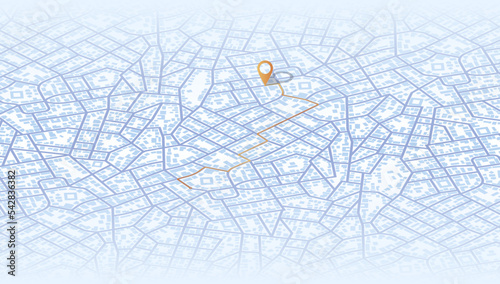 Gps map navigation to own house. View from above the map buildings. Detailed view of city. Decorative graphic tourist map City top view. Abstract background. Flat style, Vector, illustration isolated.