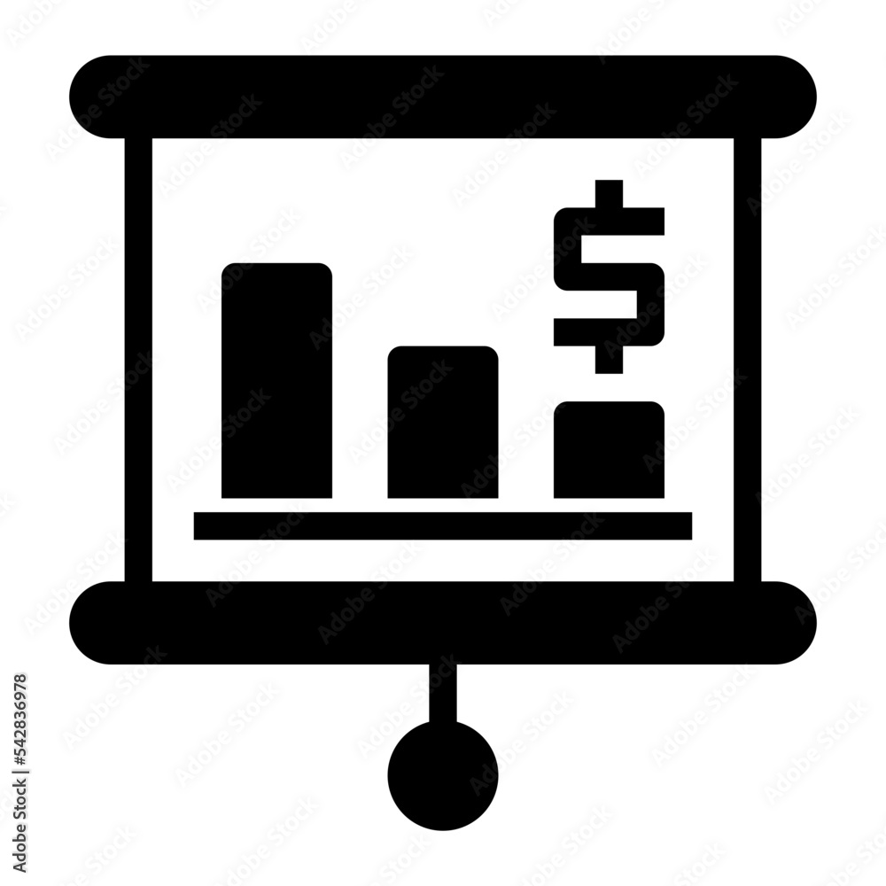 Icon Business Presentation With Style Glyph