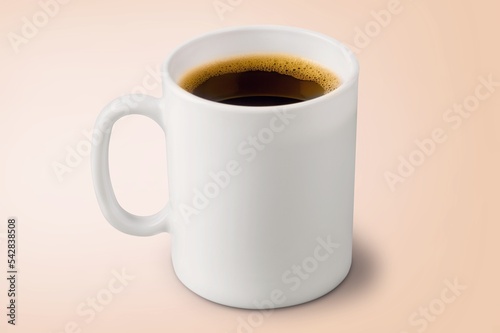 Hot aroma coffee in cup, morning concept