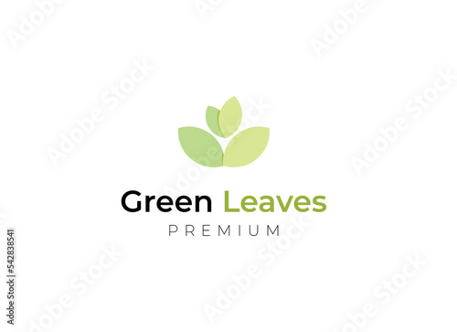 Simple and minimalist leaf logo design. Green Leave logo