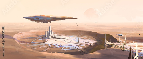 Human base on Mars, 3D illustration.