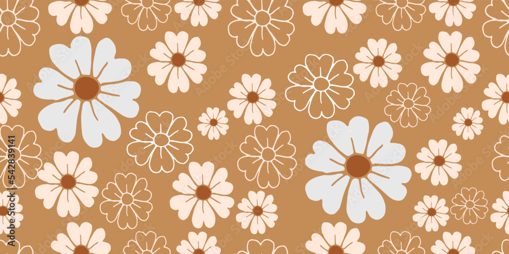 Seamless abstract pattern with flowers brown ornament stylish texture on yellow background Seamless abstract pattern with flowers brown ornament stylish texture on yellow background