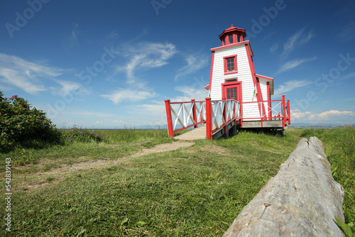 Phare de St-André-de-Kamouraska lighthouse on the shore of St-Laurence river, Bas St-Laurent. Quebec Canada