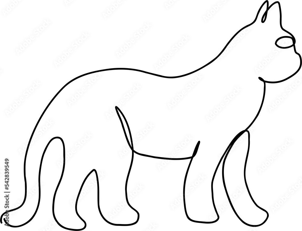 Obraz premium simplicity cat freehand continuous line drawing.