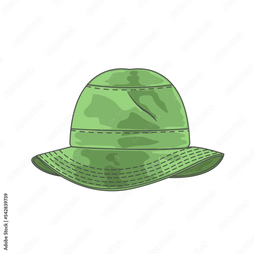 Bucket hat template green color vector illustration Stock Vector