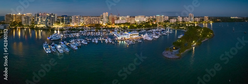 Sarasota night cityscape over Bayfront Marina