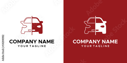a graphic image of a car accident repair themed, on a red and white background. vector graphics base.