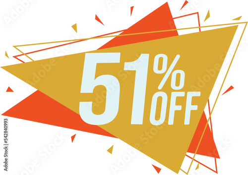 Discount tag with up to 51% off. Sale price sign and icon. Promotion Design Template.