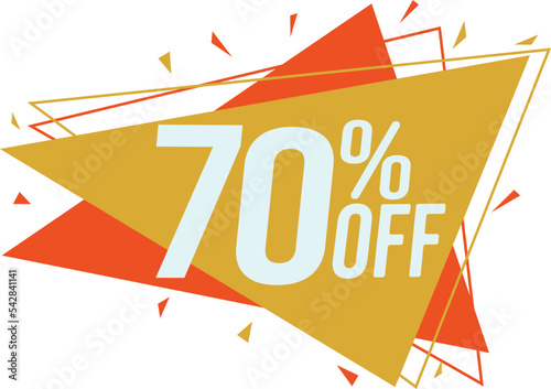 Discount tag with up to 70% off. Sale price sign and icon. Promotion Design Template.
