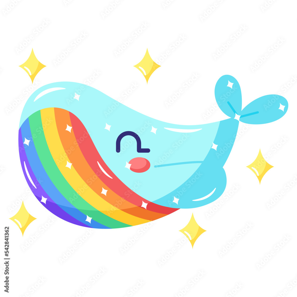 Fototapeta premium Isolated colored happy whale lgbt pride icon Vector