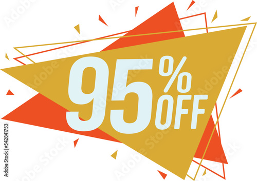 Discount tag with up to 95% off. Sale price sign and icon. Promotion Design Template.