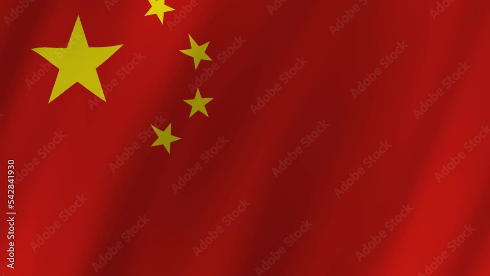 China flag waving animation. seamless loop animation flag video waving ...