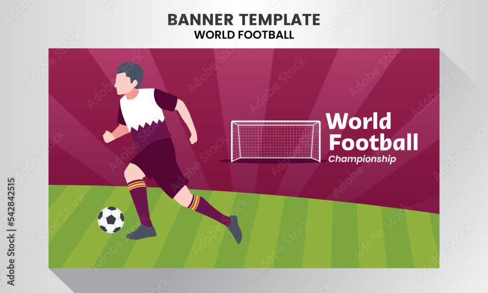 player football silhouette banner background world football championship purple theme