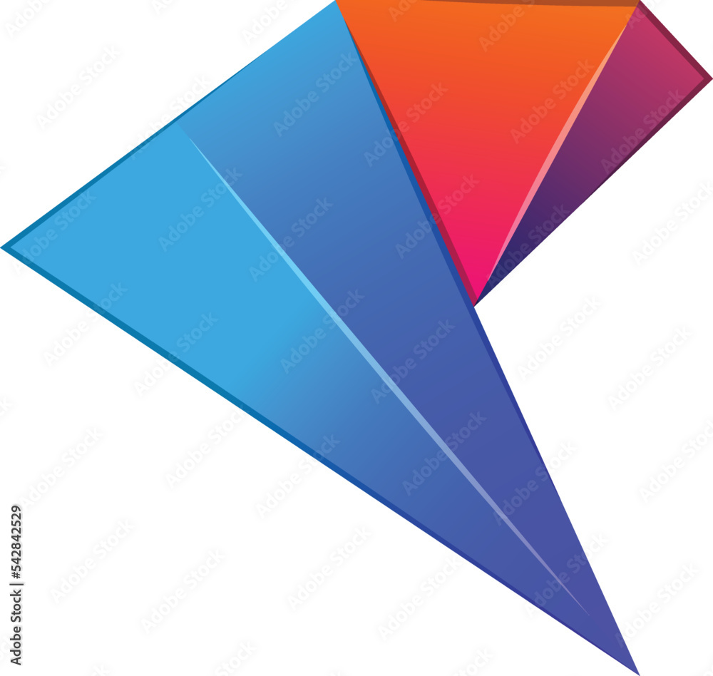Abstract folded triangle logo illustration in trendy and minimal style Abstract folded triangle logo illustration in trendy and minimal style