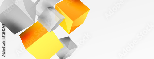 3d cubes vector abstract background. Composition of 3d square shaped basic geometric elements. Trendy techno business template for wallpaper, banner, background or landing