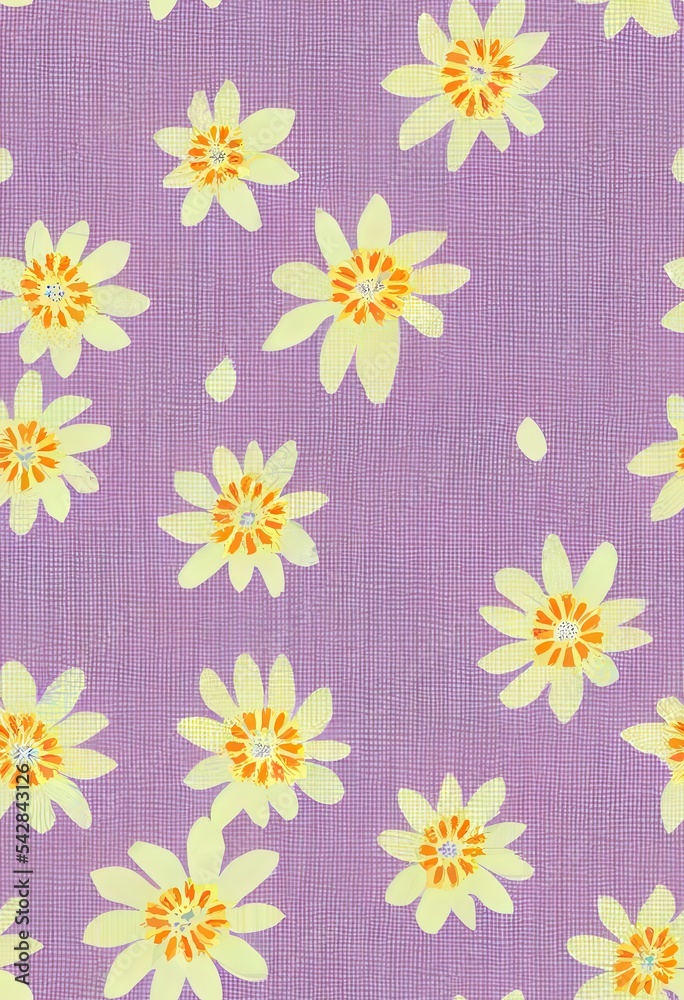 Floral pattern in pastel lilac. Gingham check plaid illustration for Easter gift paper, tablecloth, blanket, duvet cover, dress. Seamless vichy tartan for spring summer holiday fashion textile print. Floral pattern in pastel lilac. Gingham check plaid illustration for Easter gift paper, tablecloth, blanket, duvet cover, dress. Seamless vichy tartan for spring summer holiday fashion textile print.