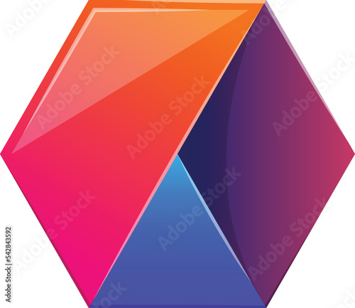 Abstract hexagon logo illustration in trendy and minimal style