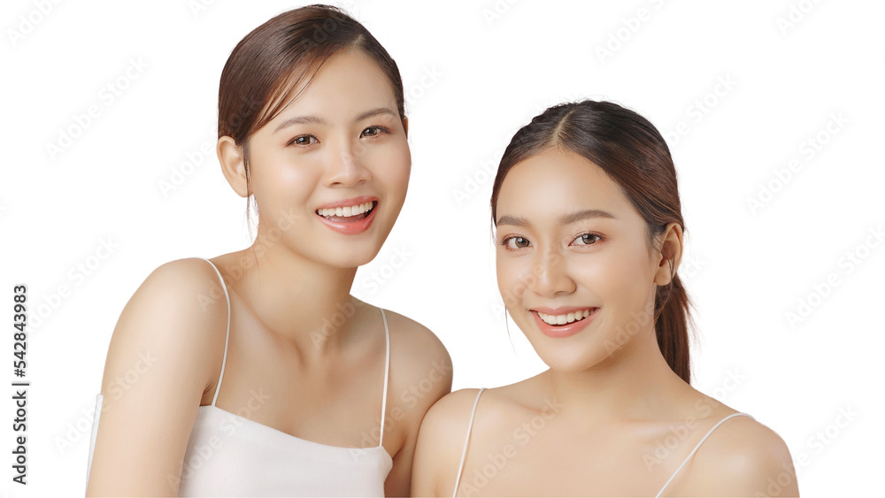 Portrait beauty shot of closed up view of young Asian woman with ...