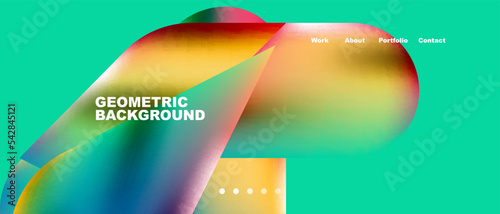 Landing page background template. Colorful plastic round shapes abstract composition. Vector illustration for wallpaper, banner, background