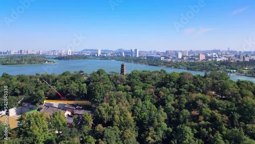Aerial view of Mount Jiuhua Park in Nanjing, Jiangsu Province, China photo