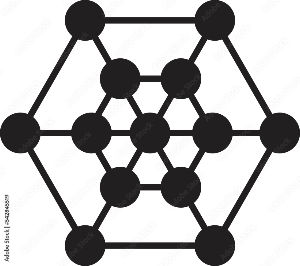 Abstract hexagon logo and connection illustration in trendy and minimal style Abstract hexagon logo and connection illustration in trendy and minimal style