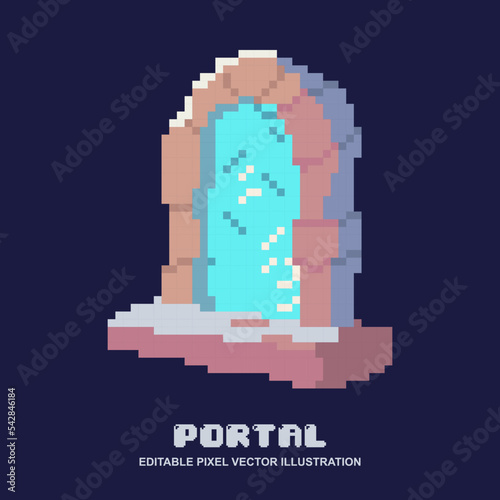 Pixel portal teleport vector illustration for video game asset, motion graphic and others