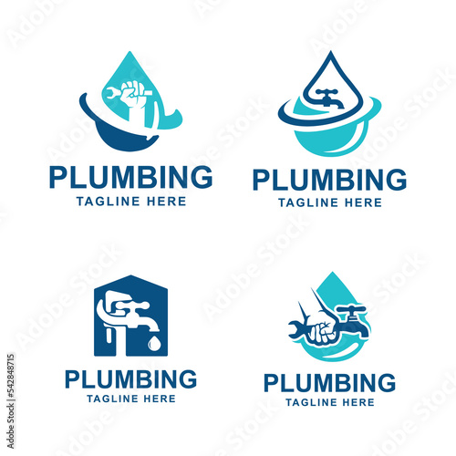 Minimalist Plumbing logo template collection. Easy to customize