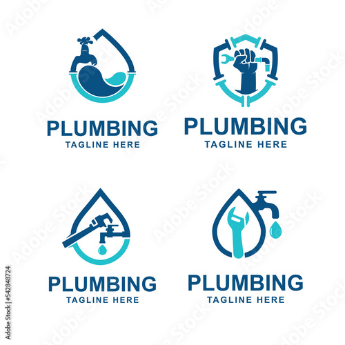 Minimalist Plumbing logo template collection. Easy to customize