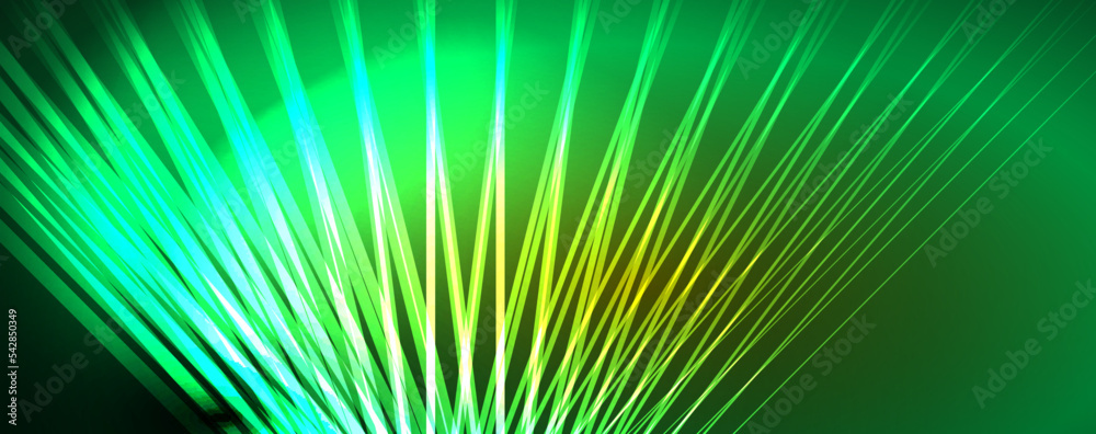 Fototapeta premium Light beams, neon lines abstract background. Vector Illustration For Wallpaper, Banner, Background, Card, Book Illustration, landing page